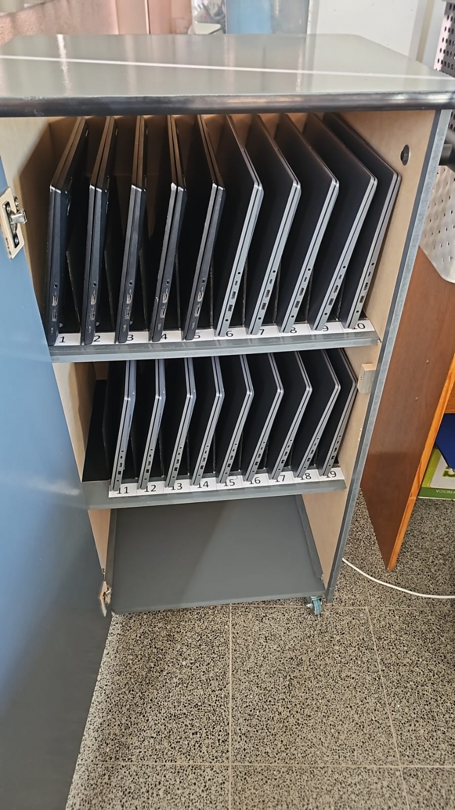 Interior del carro de guarda con sistema eléctrico integrado y organización de cables